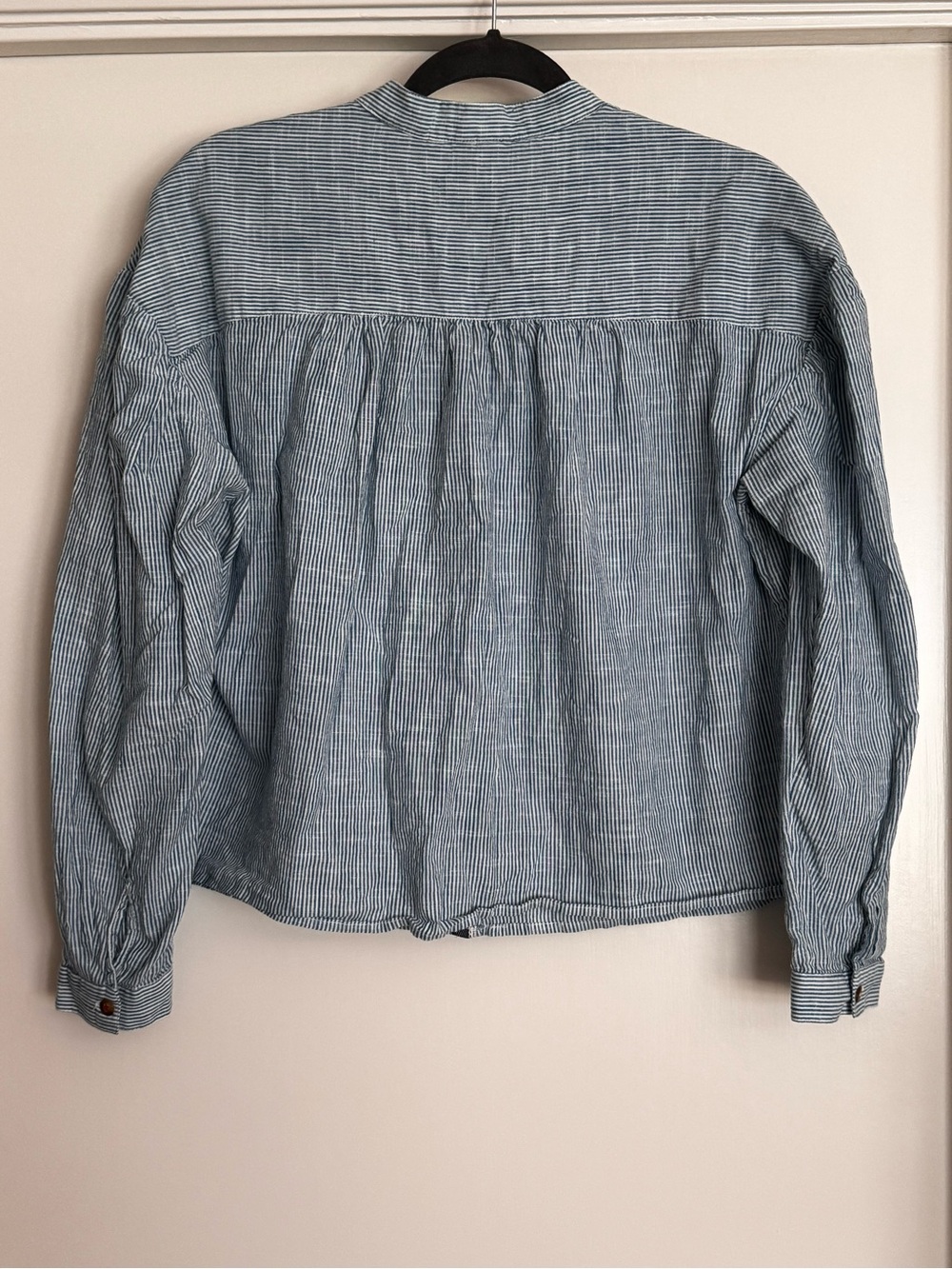 Pilcro Blue and White Striped Peasant Button-Front Shirt - Picture 4 of 10